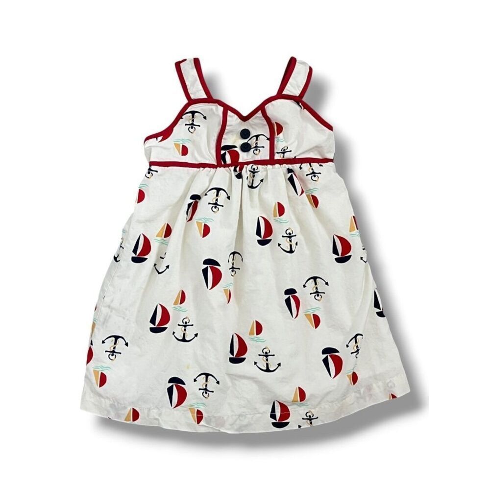Hanna Andersson Nautical Sailboat Anchor Sun Dress Size 3Y 90cm